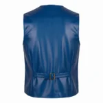 Faux Leather Blue Cowboy Rodeo Vest