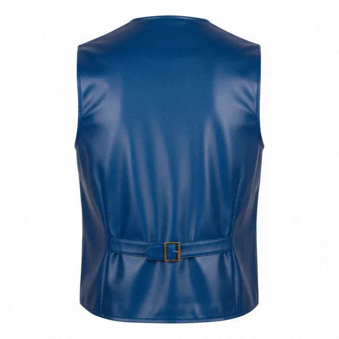 Faux Leather Blue Cowboy Rodeo Vest