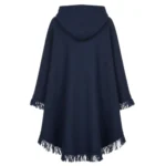 Cowboy Blue Hooded Wool Poncho