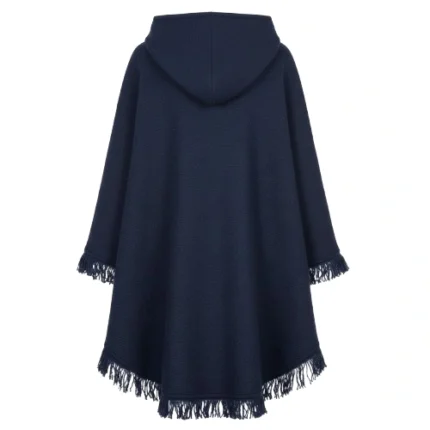 Cowboy Blue Hooded Wool Poncho