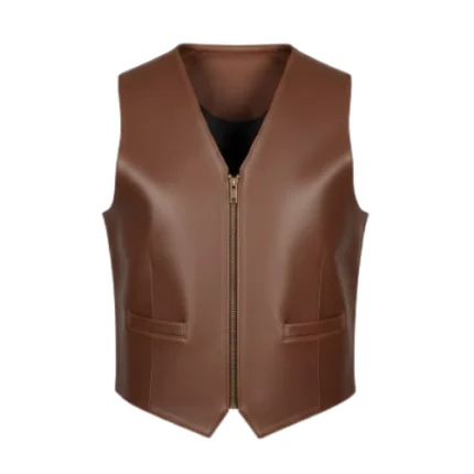 Brown Leather Cowboy Rodeo Vest