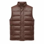 Western Cowboy Brown Leather Puffer Vest