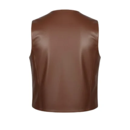 Brown Leather Cowboy Rodeo Vest