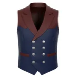 Two Tone Faux Leather Double-Breasted Vest