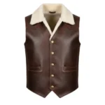Dark Brown Cowboy Shearling Collar Vest