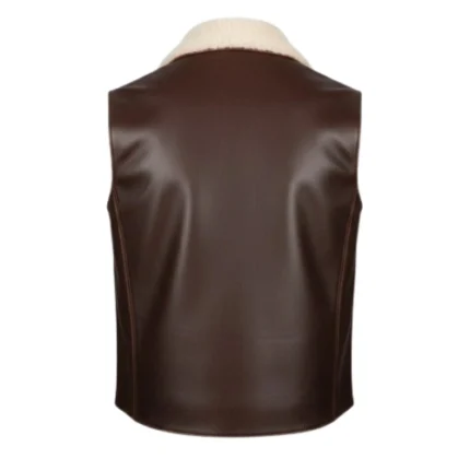 Dark Brown Cowboy Shearling Collar Vest