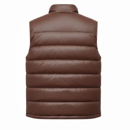 Western Cowboy Brown Leather Puffer Vest