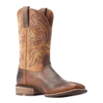 Traditional Square Toe Tan Leather Cowboy Boots