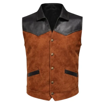 Two-Tone Western Suede & Leather Vest