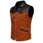 Two-Tone Western Suede & Leather Vest