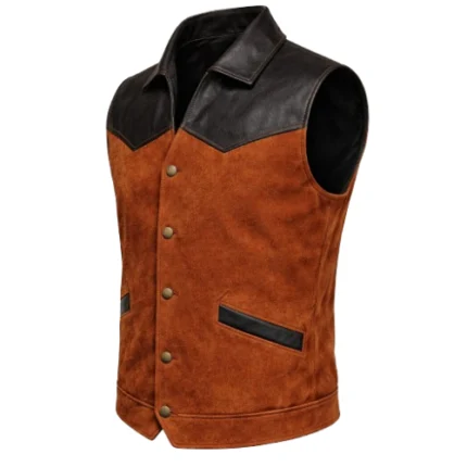 Two-Tone Western Suede & Leather Vest