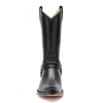 Rancher Style Black Leather Strap Cowboy Boots