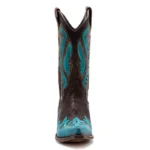 Western Style Brown & Turquoise Faux Leather Cowboy Boots