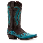 Western Style Brown & Turquoise Faux Leather Cowboy Boots