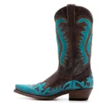 Western Style Brown & Turquoise Faux Leather Cowboy Boots