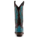 Western Style Brown & Turquoise Faux Leather Cowboy Boots