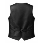 Western Matte Black Leather Cowboy Vest