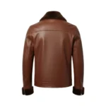Brown Leather Cowboy Shearling Collar Jacket