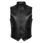Genuine Black Leather Frontier Cowboy Vest
