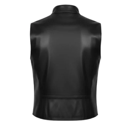 Genuine Black Leather Frontier Cowboy Vest