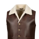 Dark Brown Cowboy Shearling Collar Vest