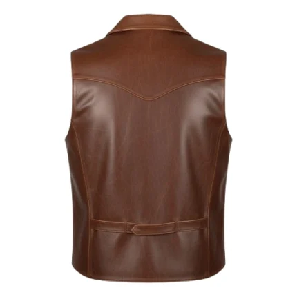 Cowhide Leather Brown Cowboy Vest