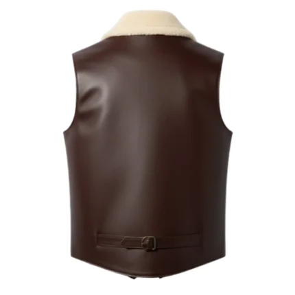Cowboy Brown Leather Shearling Vest