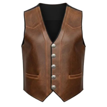 Frontier Outlaw Distressed Leather Vest