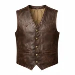 Classic Brown Rancher Cowhide Leather Vest