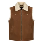 Suede Leather Cowboy Brown Shearling Vest
