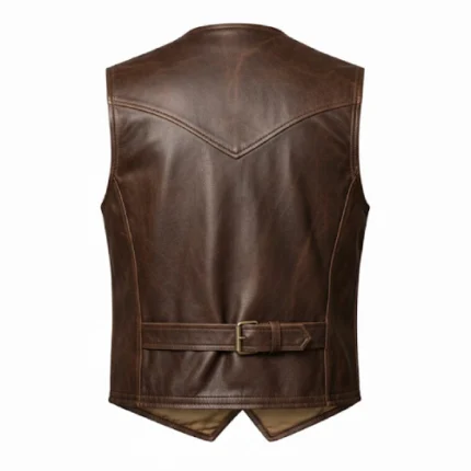 Classic Brown Rancher Cowhide Leather Vest