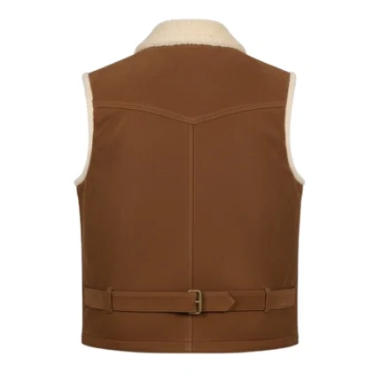 Suede Leather Cowboy Brown Shearling Vest