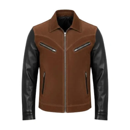 Western Brown Suede & Black Leather Jacket