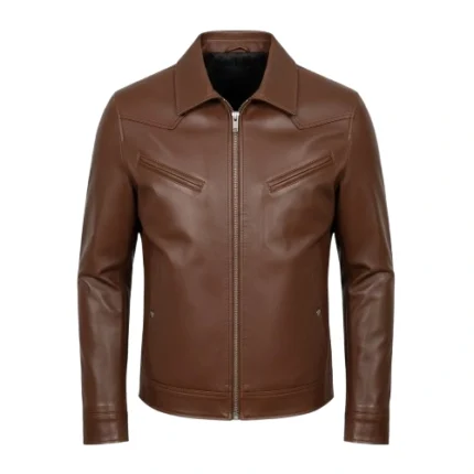 Classic Brown Real Leather Cowboy Jacket