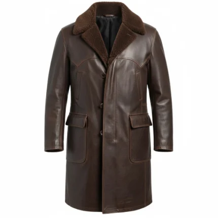 1923 Brandon Sklenar Cowboy Brown Leather Coat