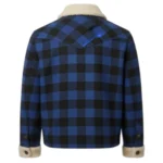 Cowboy Plaid Sherpa Collar Blue Jacket