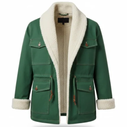 Cowboy Canvas Shawl Collar Green Jacket