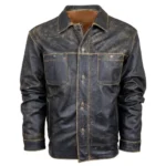 Jesse James Black Leather Cowboy Jacket