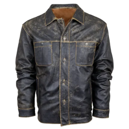 Jesse James Black Leather Cowboy Jacket