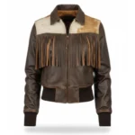Rodeo Lettie Fringe Bomber Leather Jacket