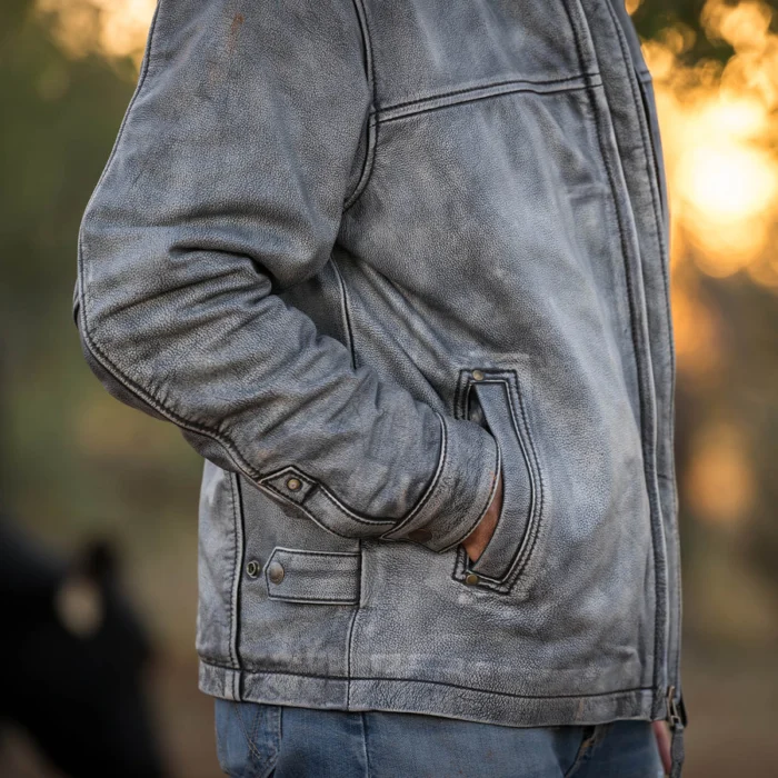 STS Rifleman Cowboy Grey Leather Jacket