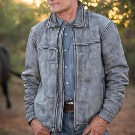 STS Rifleman Cowboy Grey Leather Jacket