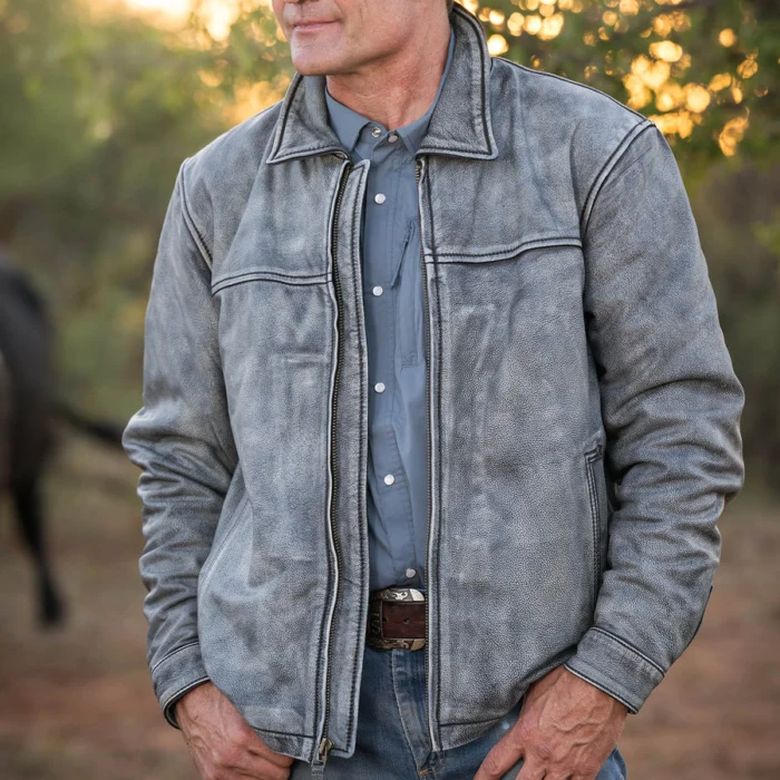 STS Rifleman Cowboy Grey Leather Jacket