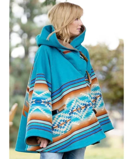 Yellowstone Beth Dutton Blue Fleece Poncho
