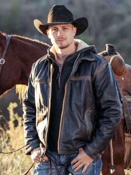 Yellowstone Eric McGraw Cowboy Black Leather Jacket