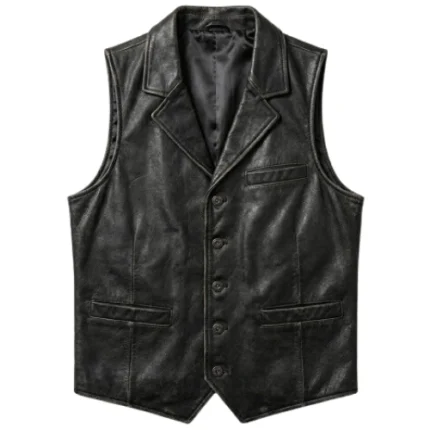 1923 Brian Geraghty Black Leather Vest