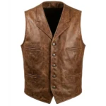 John Wayne Distressed Brown Leather Vest