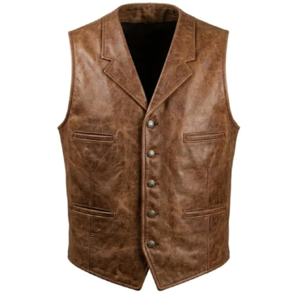 John Wayne Distressed Brown Leather Vest