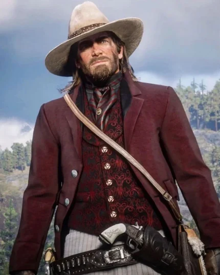 RDR 2 Arthur Maroon Wool Blazer Coat