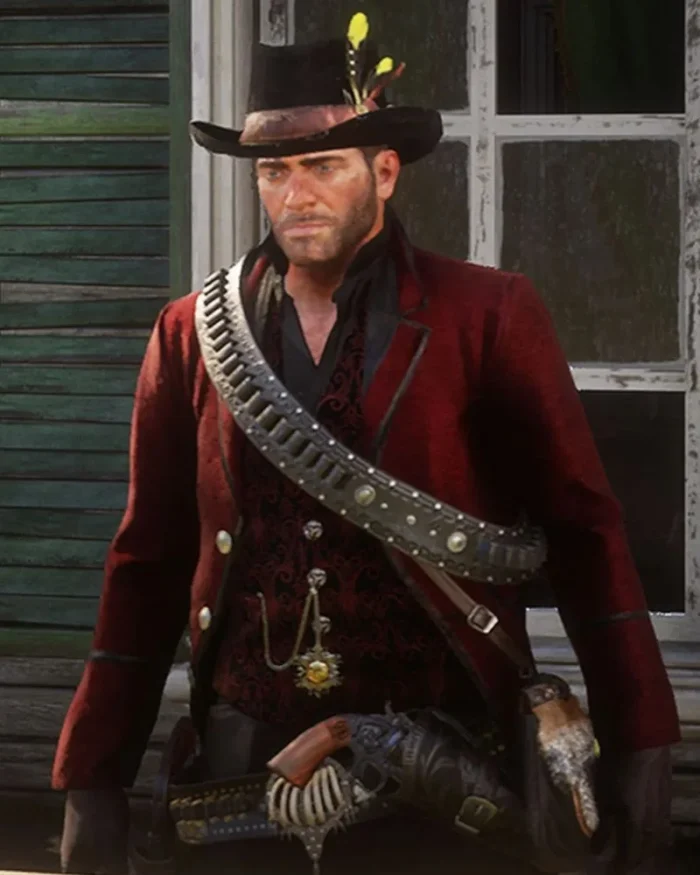 RDR 2 Arthur Maroon Wool Blazer Coat